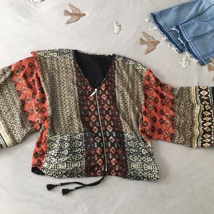 Kimono Dolman Sleeve Zip Front Jacket